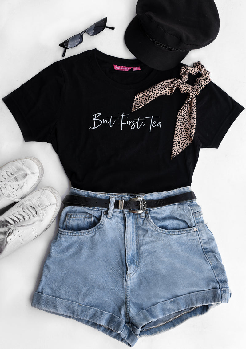 But First Tea Font Shirt - Black