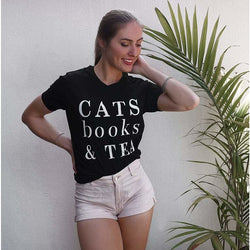 Cats Tea Shirt - Black