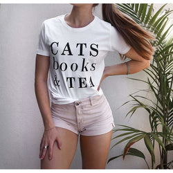 Cats Tea Shirt - White