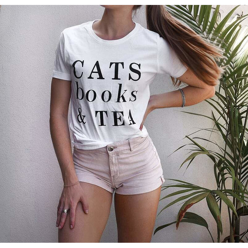 Cats Tea Shirt - White