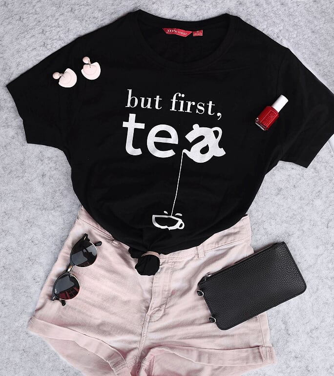 But First Tea Shirt - Black